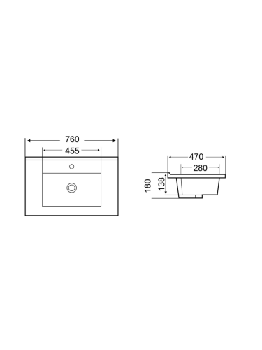Раковина из сантехнического фаянса WeltWasser WW SK 10000005565 50 см встраиваемая цвет черный 1 отверстие под смеситель - фото 2