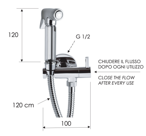 Гигиенический комплект с запорным вентилем Remer 332REZ336 хром - фото 2