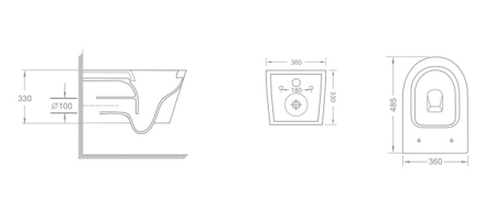 Унитаз подвесной Iberica Blanca Burgos mini IB.BRM.234.2B2 черный с сиденьем микролифт безободковый смыв торнадо