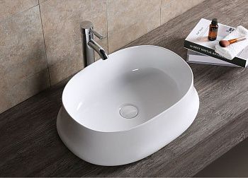 Раковина из сантехнического фарфора Cerutti SPA CR0060 60х40 накладная цвет белый без отверстий под смеситель