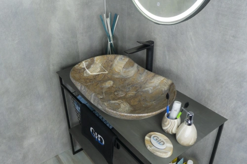 Раковина керамическая Gid Lago 54440 70х40 накладная цвет многоцветный без отверстий под смеситель - фото 2