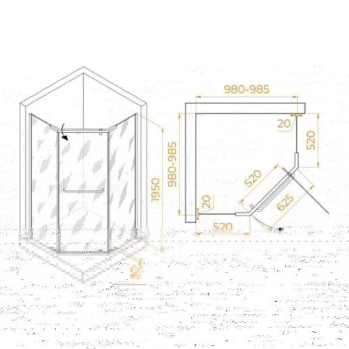 Душевой уголок RGW Passage 35088100-24 100х100 стекло матовое профиль черный без поддона - фото 2