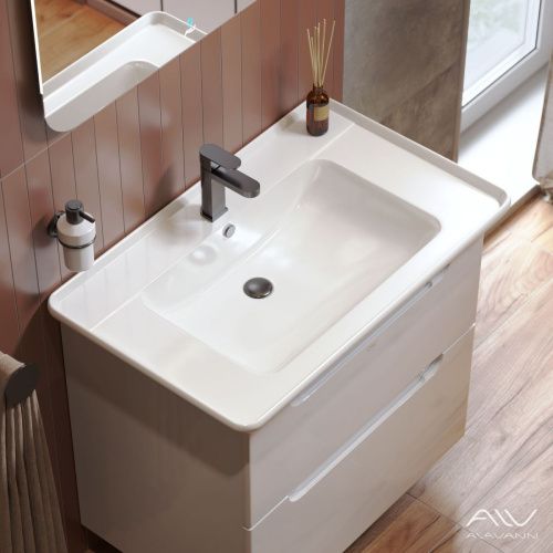 Тумба с раковиной Alavann Berta ALV0971000 90х50 подвесная цвет белый - фото 5