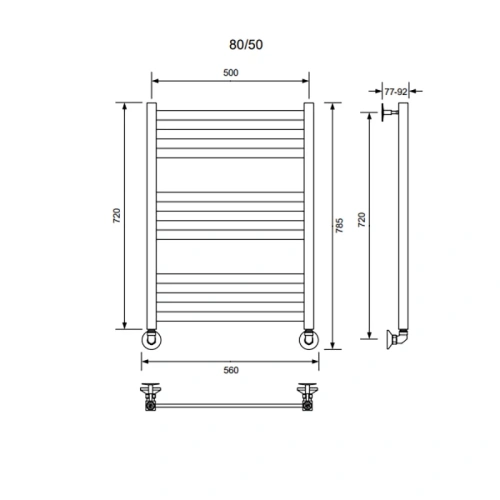 Полотенцесушитель водяной Veconi Vero-B V8050B-B 50х80 черный - фото 3