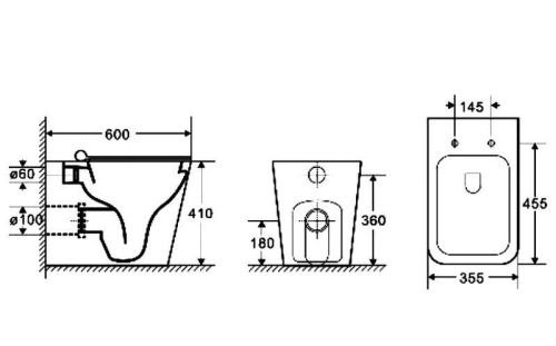 Унитаз приставной WeltWasser 10000003698 черный с сиденьем микролифт безободковый душевой смыв - фото 2