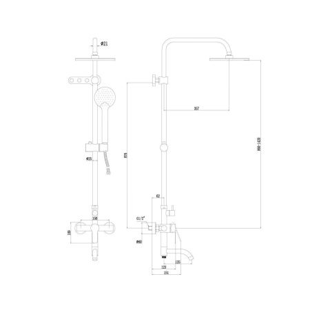 Душевая стойка Fmark FS8246H настенная цвет черный