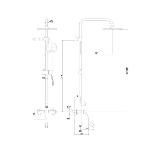 Душевая стойка Fmark FS8246 настенная цвет хром - фото 3