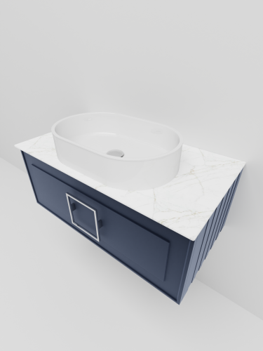 Тумба со столешницей La Fenice CUBO NFNC-01-CUB-BG-80-3-GG 80х50 подвесная цвет синий - фото 3