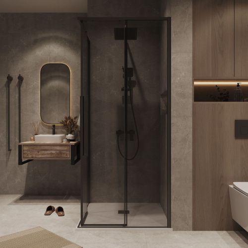 Душевая дверь Grossman Galaxy 1/2.K33.01.11.21.10 110х195 стекло тонированное профиль черный - фото 5