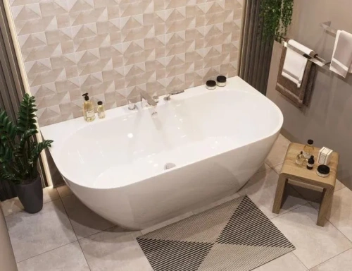 Ванна из литьевго мрамора Taliente Nemi a parete Matt NE17085Matt a parete 170х85 пристенная овальная без ножек и каркаса - фото 4