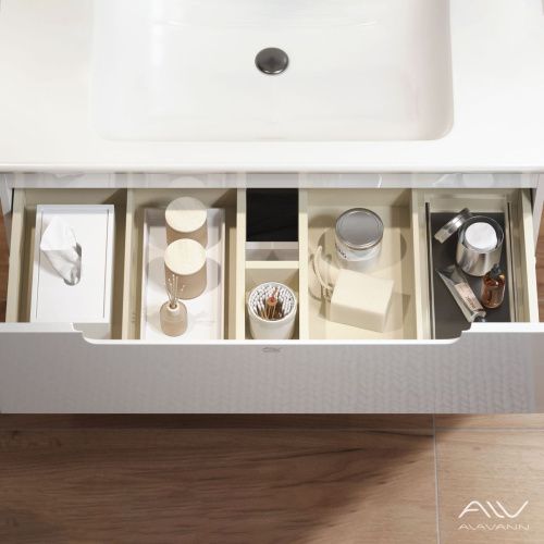Тумба с раковиной Alavann Berta ALV0968000 110х50 подвесная цвет белый - фото 5