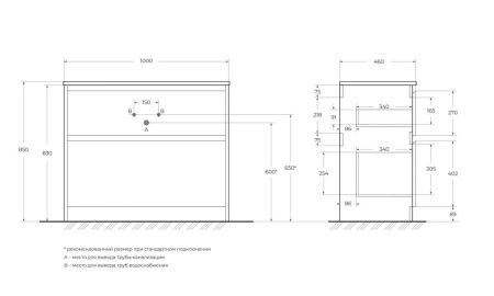 Тумба под раковину BelBagno Kraft KRAFT-1000-2C-PIA-BO 100х50 напольная цвет белый