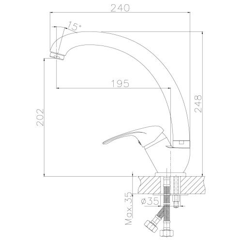 Смеситель для кухни Rossinka A A35-25 на мойку хром - фото 2