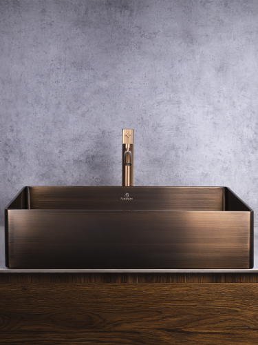 Раковина из нержавеющей стали AltroBagno Solido AltroBagnoSolido001024BrAn 60х40 накладная цвет бронза - фото 2
