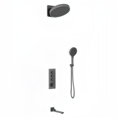 Душевая система Vincea VSFW-433TI3GM встраиваемая в стену цвет вороненая сталь с термостатом - фото 2