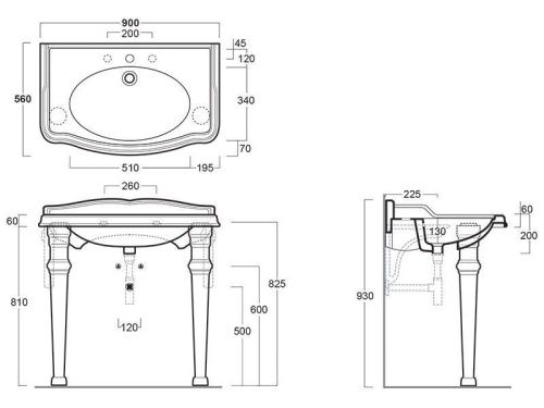 Раковина из сантехнического фаянса Simas AR 864 bia 1 hole 90х60 подвесная цвет белый - фото 3