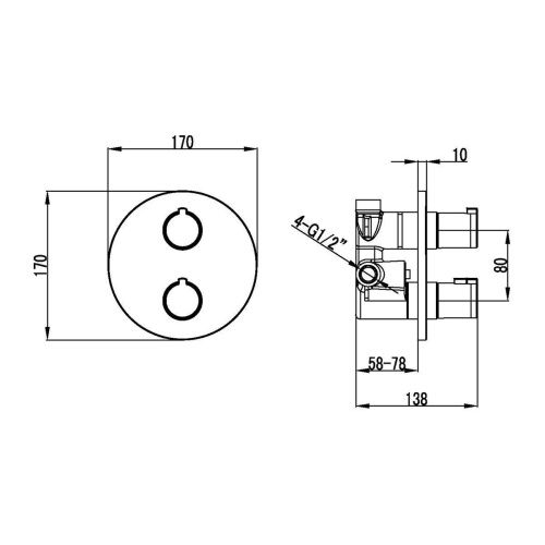 Смеситель для ванны и душа LeMark Yeti LM7827C встраиваемый в стену хром с термостатом - фото 2