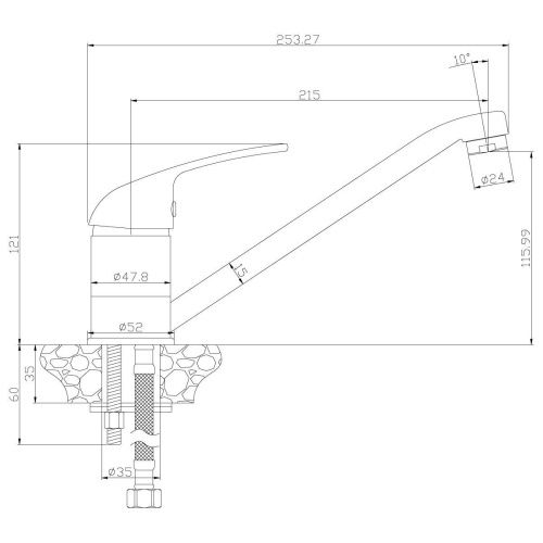 Смеситель для кухни Rossinka Y Y40-21 на мойку хром - фото 2