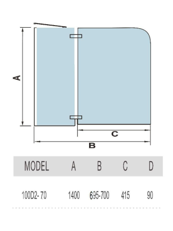 Душевая шторка на ванну WeltWasser WW100 10000000934 70х140 стекло прозрачное профиль хром ориентация универсальная