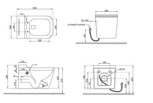 Унитаз подвесной Cerutti SPA CT10191 белый с сиденьем микролифт безободковый импульсный смыв - фото 5