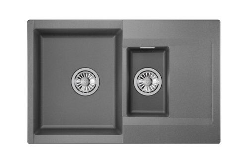Кухонная мойка Granula 7808, ГРАФИТ 80х50 цвет серый поверхность матовая - фото 2