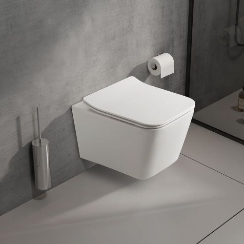 Унитаз подвесной WesnaArt Kubus 215-KUB13 белый с сиденьем микролифт безободковый смыв торнадо - фото 3