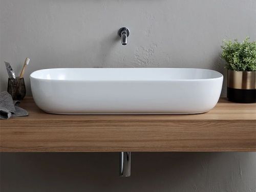 Раковина из сантехнического фаянса Scarabeo Glam 1803 80х40 накладная цвет белый - фото 2