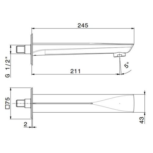Излив Newform X-Steel 316 72288.21.018 настенный хром - фото 2