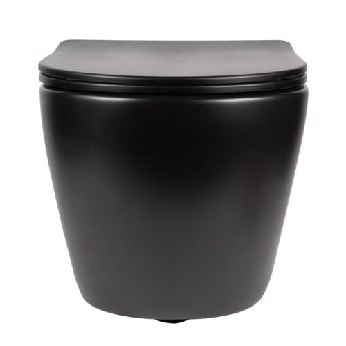 Унитаз подвесной Bond Oval F01-108 черный с сиденьем микролифт безободковый душевой смыв - фото 5