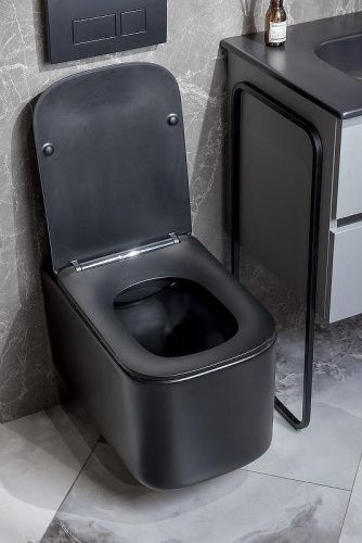 Унитаз подвесной Boheme Mane 970-SET-B цвет черный с сиденьем микролифт безободковый каскадный смыв - фото 3