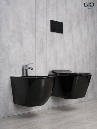 Унитаз подвесной Gid Cuadrado 62224Y черный с сиденьем микролифт безободковый