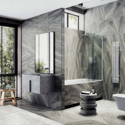 Душевая шторка на ванну Maybah Glass MGV-94-1ш 80х140 стекло тонированное профиль белый ориентация универсальная - фото 2