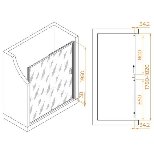 Душевая дверь RGW Passage 41081418-110 180х195 стекло прозрачное профиль сатин - фото 3