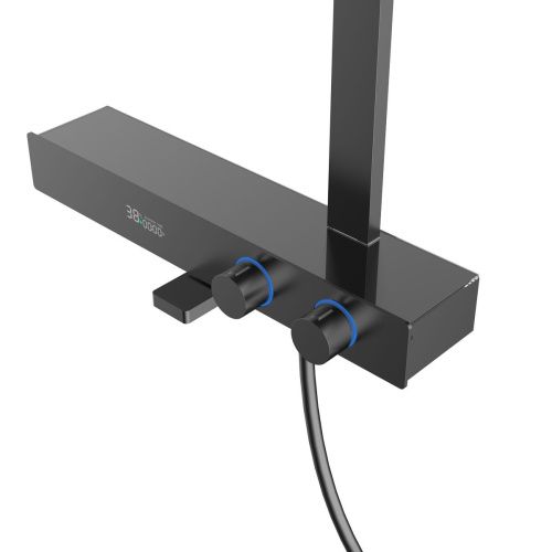 Душевая стойка Vincea Inspire VSFS-3I13TGM настенная цвет вороненая сталь с термостатом - фото 3