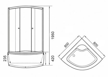 Душевой уголок Parly ZF80 80х80 стекло матовое профиль белый с поддоном