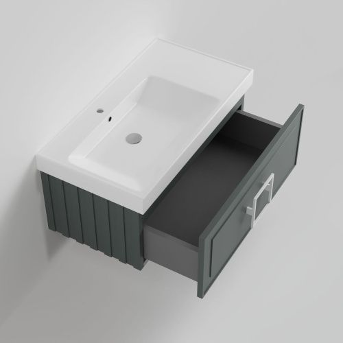 Тумба с раковиной La Fenice CUBO NFNC-01-CUB-G-90-2-90L 90х50 подвесная цвет серый - фото 2