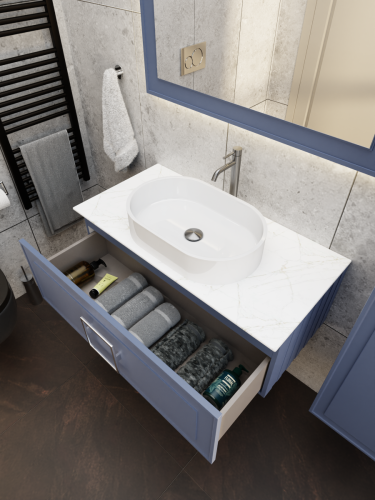 Тумба со столешницей La Fenice CUBO NFNC-01-CUB-BG-100-3-GG 100х50 подвесная цвет синий - фото 5