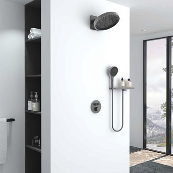 Душевая система Vincea Inspire VSFW-3I22MT3RGM встраиваемая в стену цвет вороненая сталь с термостатом