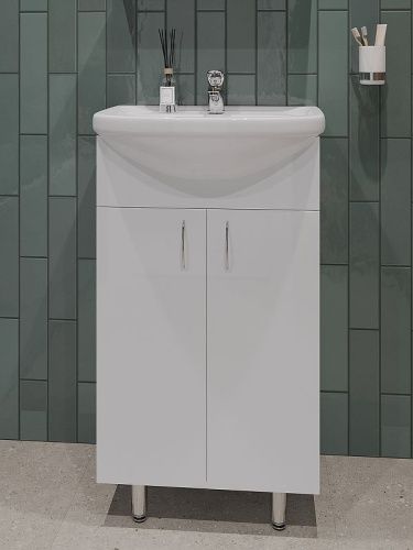 Тумба с раковиной Orange Лайт LA-50TUW+RA 50х40 напольная цвет белый - фото 2