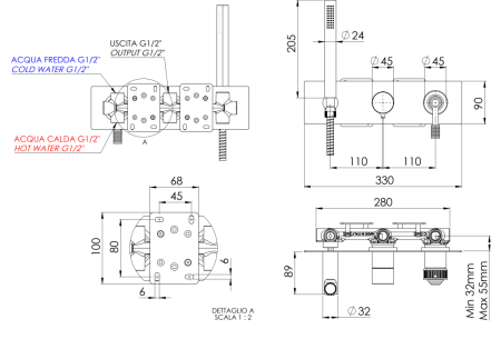 Смеситель для душа Remer Atelier AL97D3BG встраиваемый в стену золото