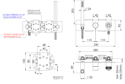 Смеситель для душа Remer Atelier AL97D3XV встраиваемый в стену сталь - фото 2