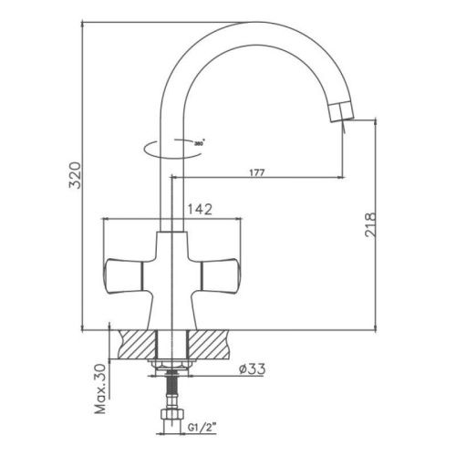 Смеситель для кухни Cron CN70866 на мойку хром - фото 3