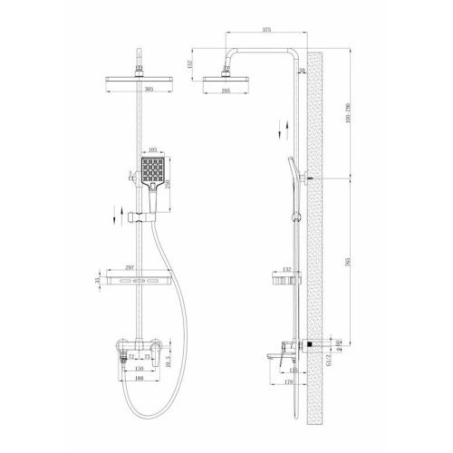 Душевая стойка Esko ST1425IT настенная цвет хром - фото 3