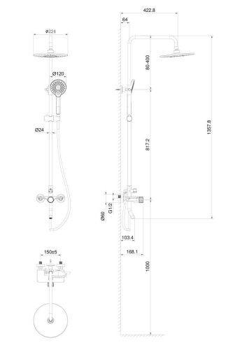 Душевая стойка Wonzon & Woghand Click WW-N3S962-MW настенная цвет белый - фото 2