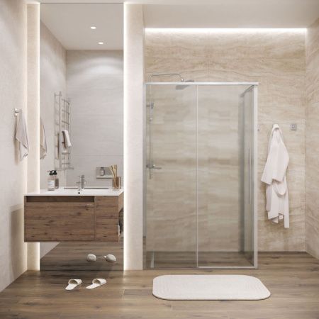 Душевой уголок Grossman Galaxy 120.K33.01.1380.10.02 130х80 стекло текстурное профиль хром без поддона