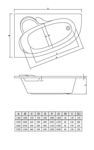 Ванна акриловая C-Bath CBA00104L 170х110 угловая асимметричная - фото 5