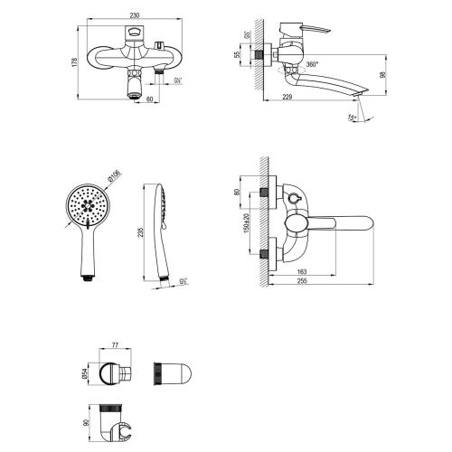 Смеситель для ванны LeMark Atlantiss LM3214C настенный хром - фото 2