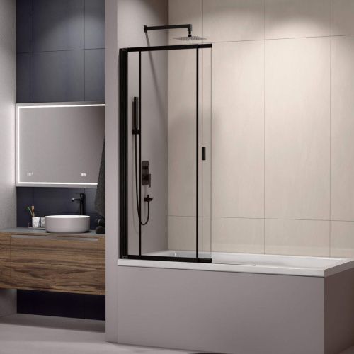 Душевая шторка на ванну RGW Screens 03114010-14 100х150 стекло прозрачное профиль черный ориентация универсальная - фото 2