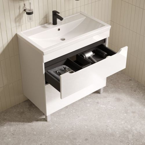 Тумба с раковиной Iddis Ray RAY80WFi95K 80х50 напольная цвет белый - фото 4