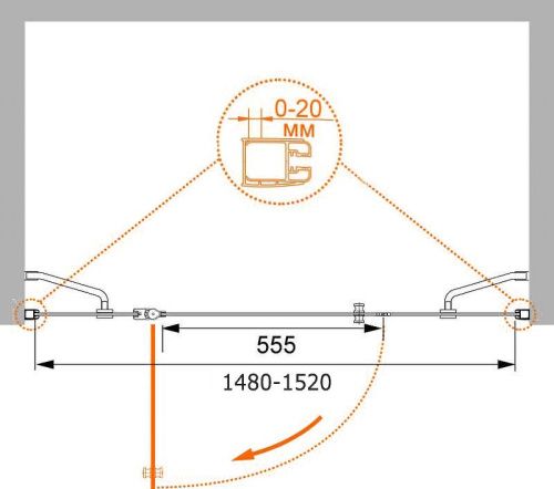 Душевая дверь Cezares ELENA ELENA-W-B-13-30+60/60-C-Cr 150х195 стекло прозрачное профиль хром - фото 4